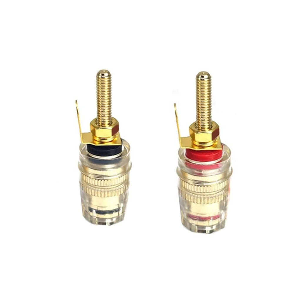 Gold plated banana plug binding posts, two units with black and red insulators