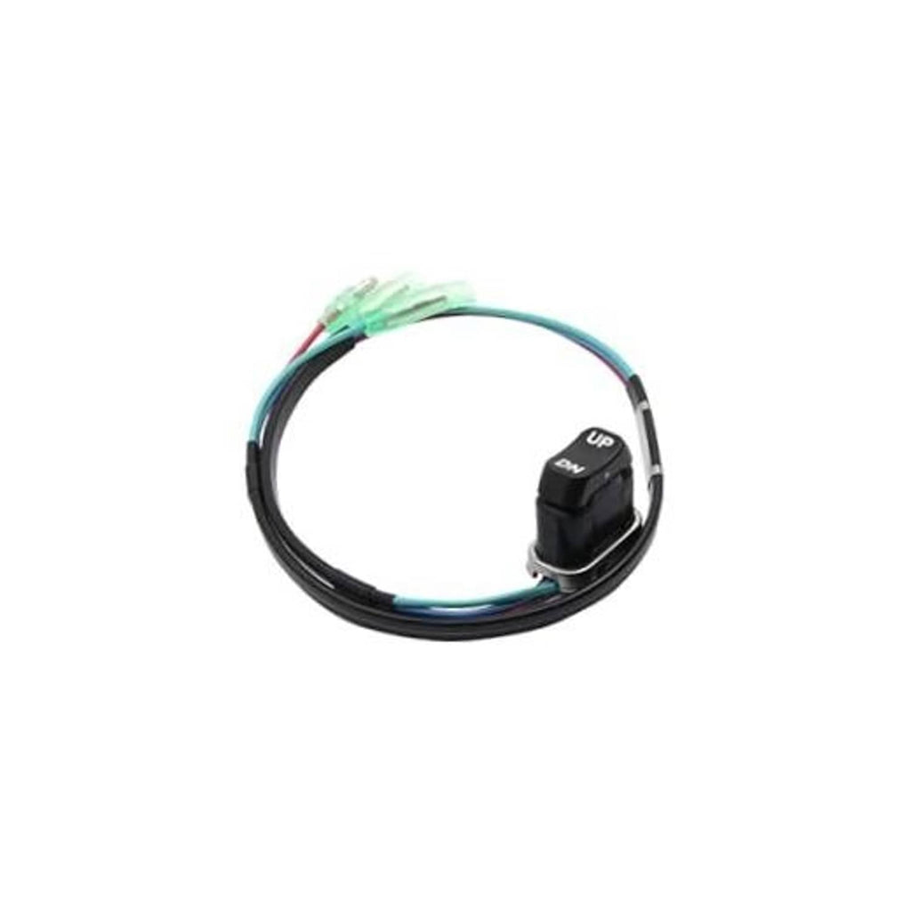 Outboard trim tilt switch harness with black UP rocker and green wire leads