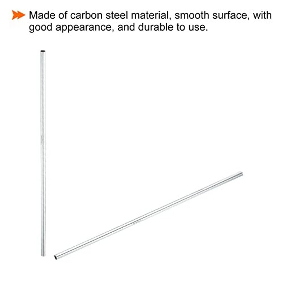 Metal coupling sleeve rod set, smooth shiny cylindrical surface, dark end openings