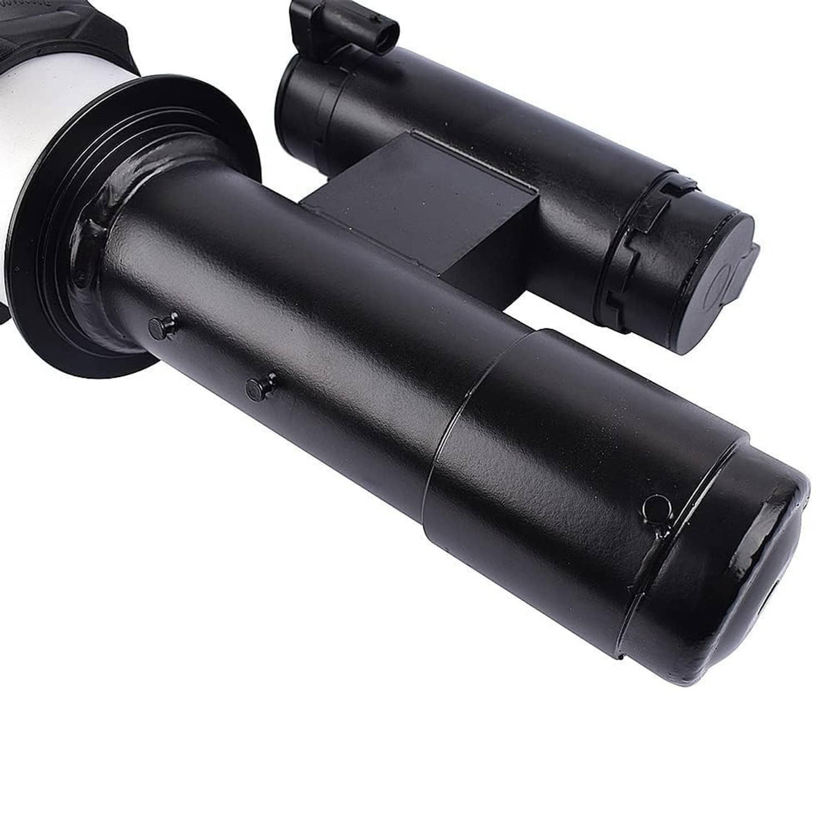 Front air suspension strut with black bellows and metal piston rod, single unit