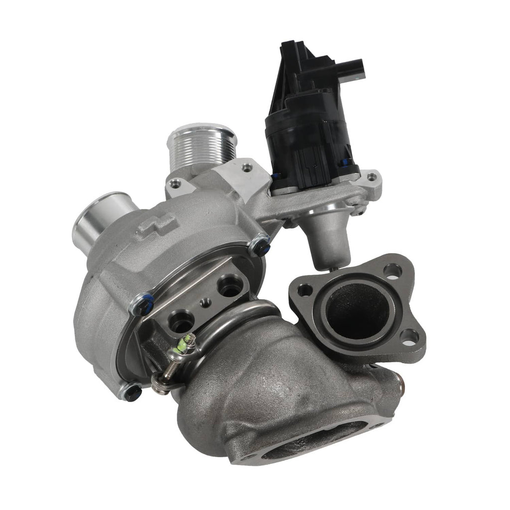 Right-side turbocharger assembly with flange opening and black electrical connector
