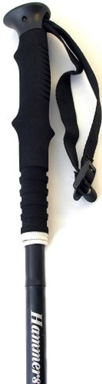 Black wading staff handle with wrist strap and textured grip