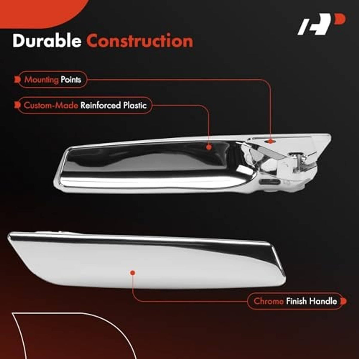 Interior door handle lever with reinforced ABS body and chrome finish handle