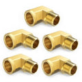 Brass 90-degree elbow pipe fitting with female NPT threads, set of 5