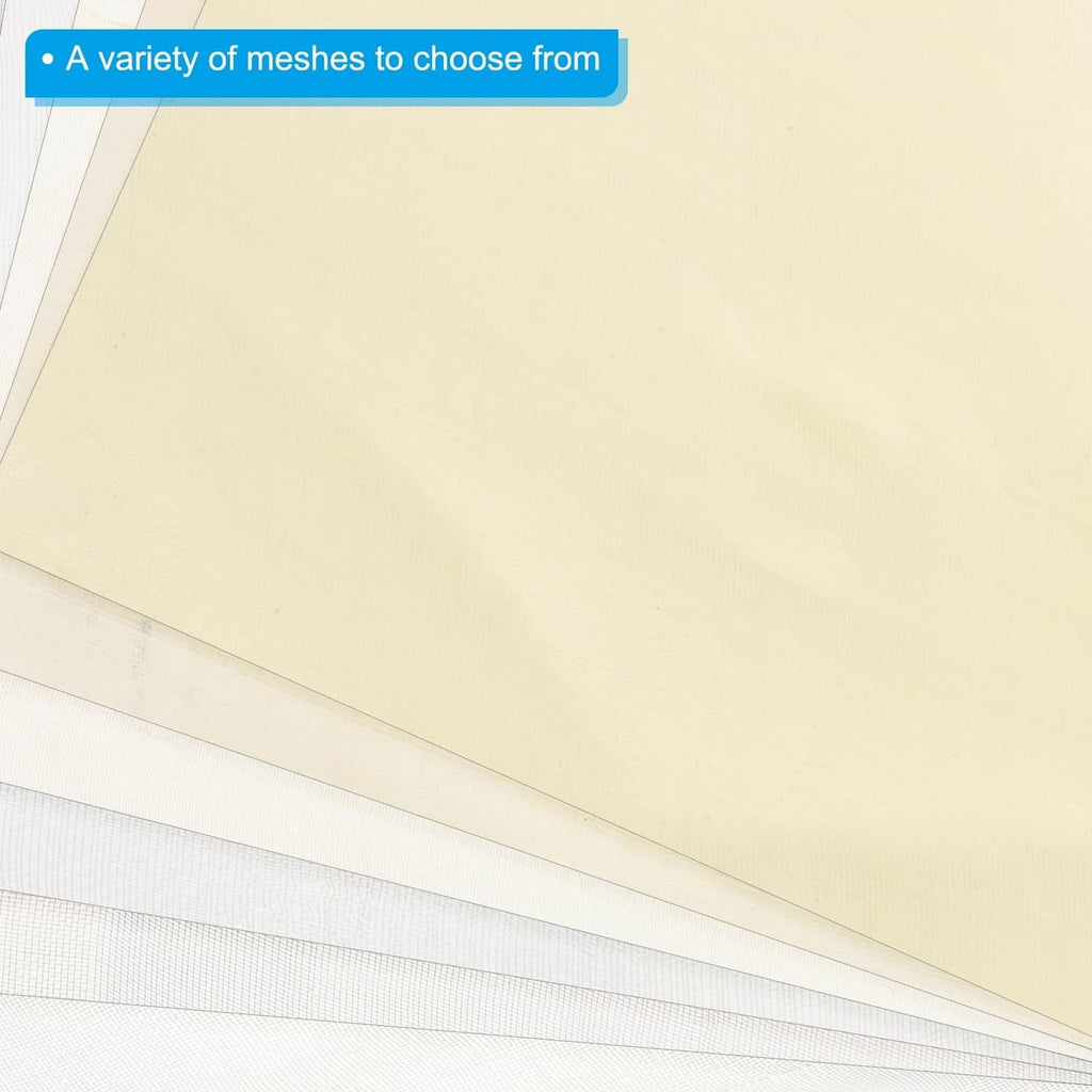 Brass woven wire mesh sheets, stacked pale yellow panels with fine square grid