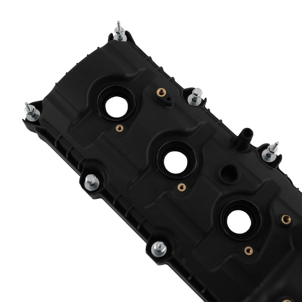 Pair of black engine valve covers with bolt holes and circular openings
