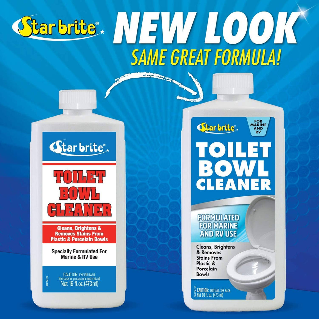 Two Star Brite toilet bowl cleaner bottles with “New Look” graphic.