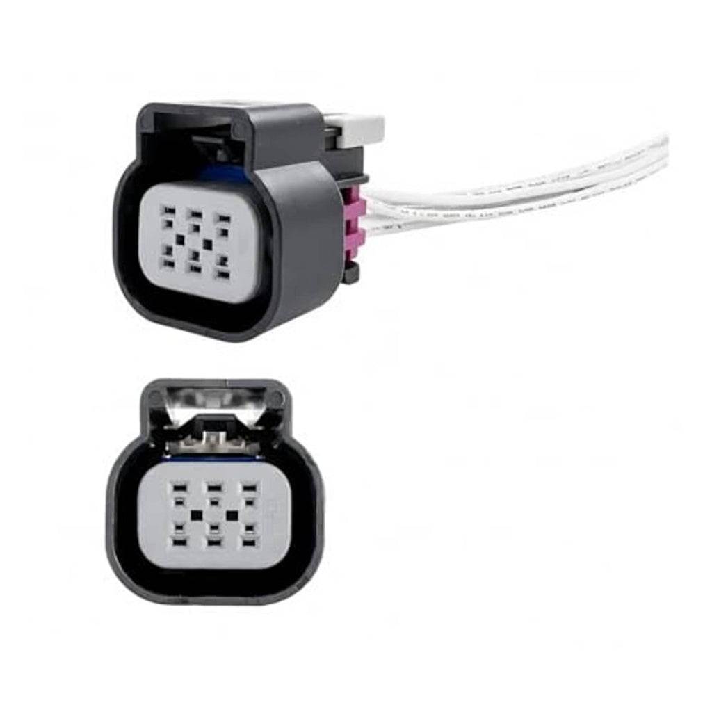 Gray throttle sensor connector with white 12-pin plug and white-striped wire leads