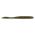 Isolated green pumpkin flatworm fishing bait with speckles and ridged body