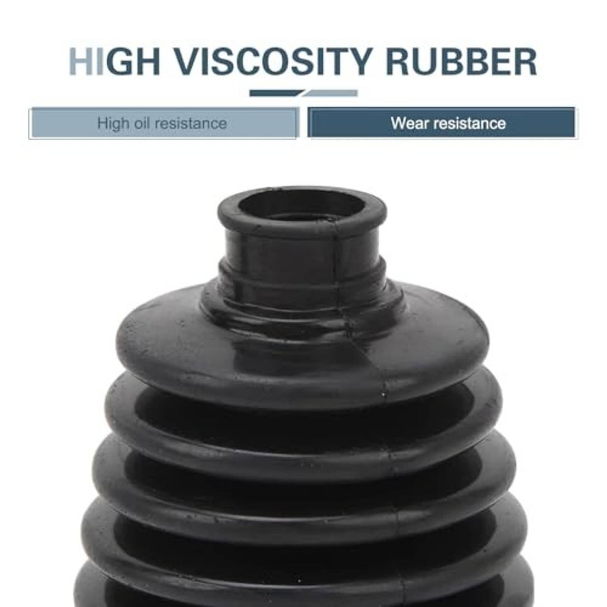 Black rubber CV axle boot with accordion folds, close-up
