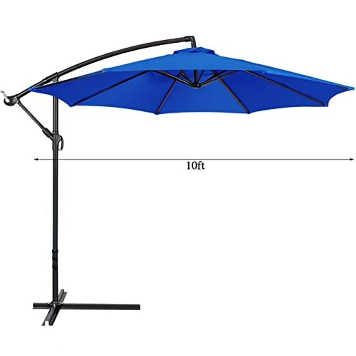 Navy blue 10 ft umbrella canopy replacement with 8-rib frame and measurement line