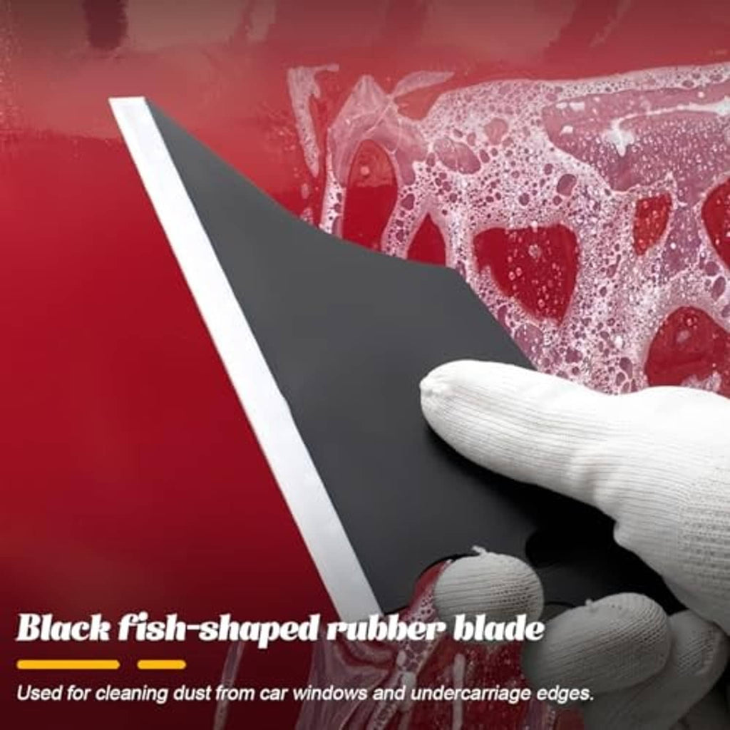Black fish-shaped rubber blade for cleaning dust from car windows and trim edges
