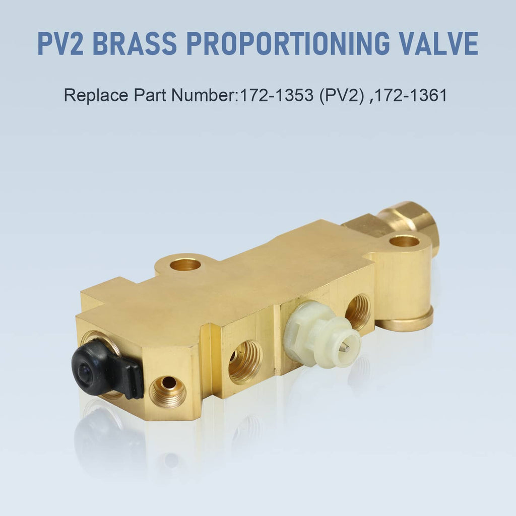 Brass PV2 proportioning valve with side ports and white plastic pushrod
