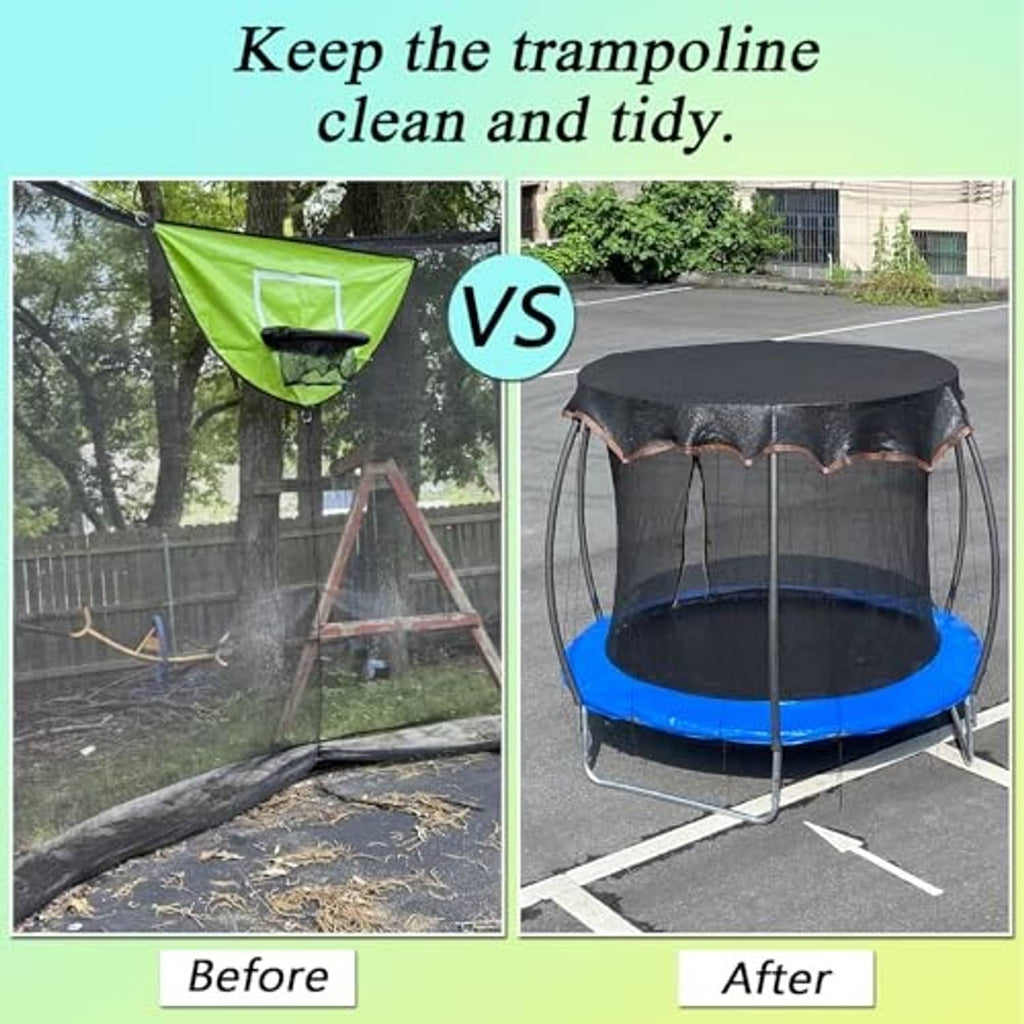 14ft round trampoline shade cover, dark mesh canopy for keeping trampoline covered