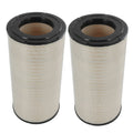 Pair of cylindrical engine air filters with white media and black end caps