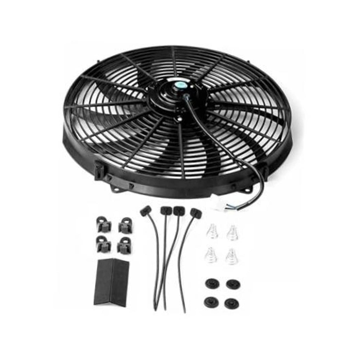Electric radiator cooling fan assembly kit with 10-blade fan and mounting hardware