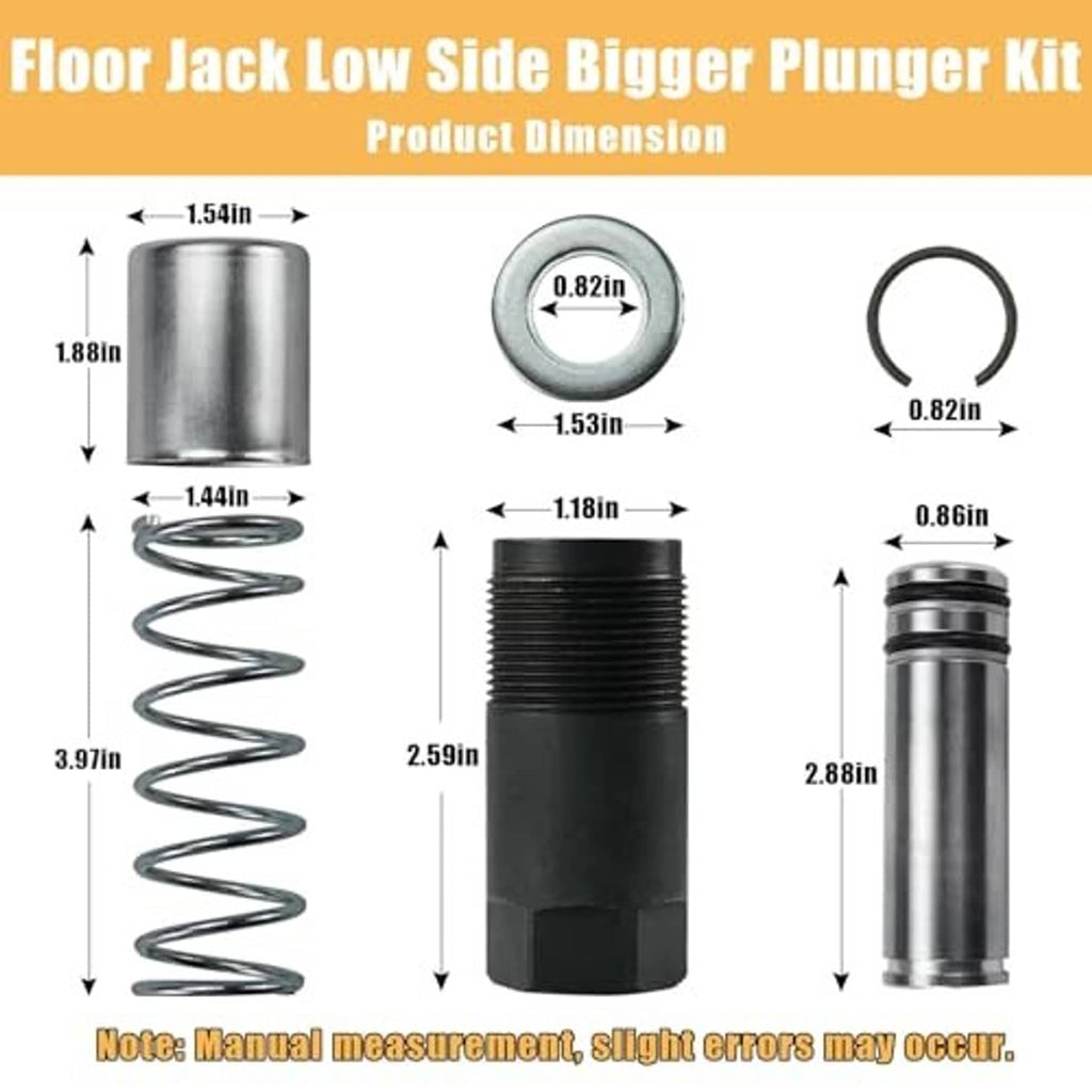Plunger kit dimension diagram with metal plungers, spring, cylinder body, and seal ring