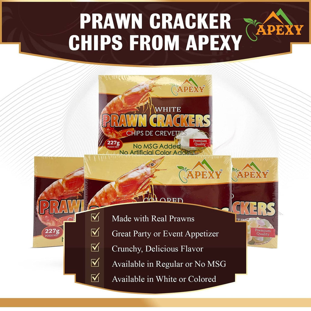 Apexy prawn crackers chips package set, white and colored in assorted packs