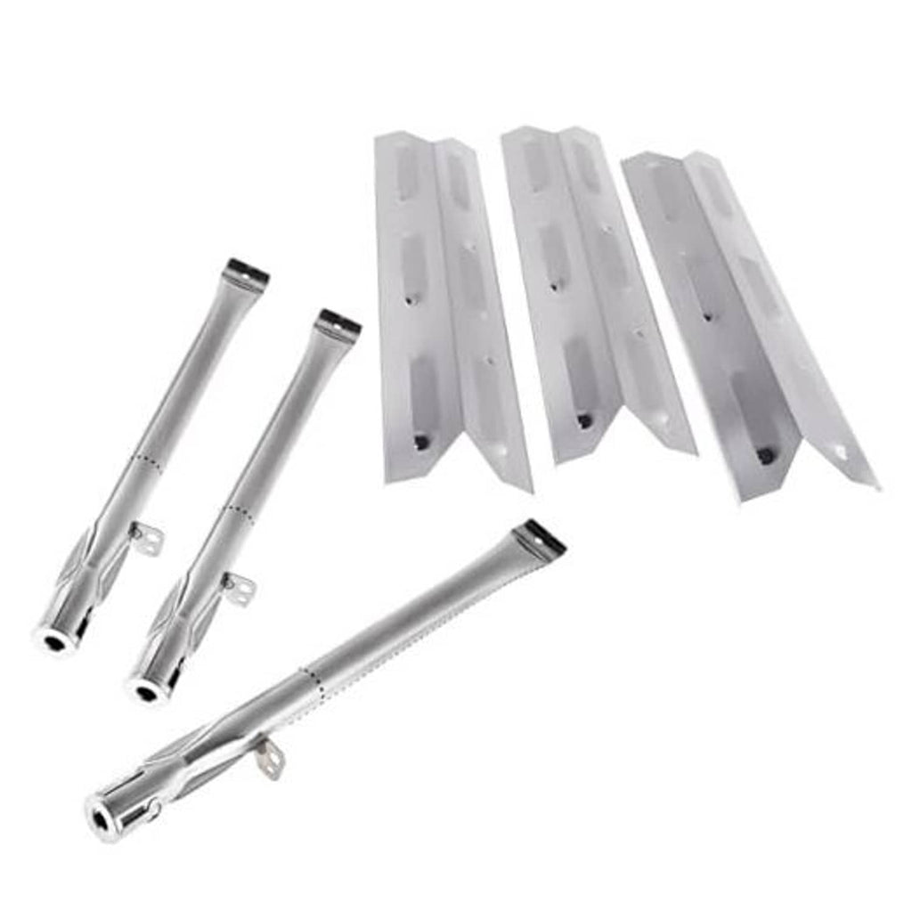 Grill replacement parts kit with two stainless burners and white heat plates