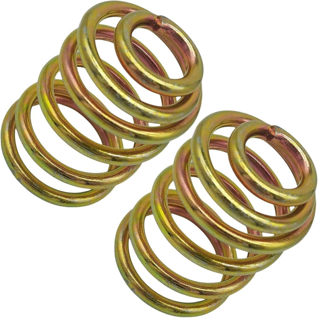 Mower compression seat replacement spring, gold and green with red highlights