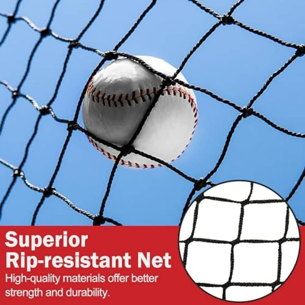 Baseball in black net mesh with red lacing detail