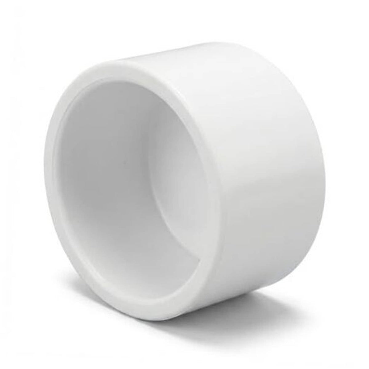 White PVC 1/2 inch pipe end cap plug with open inner socket