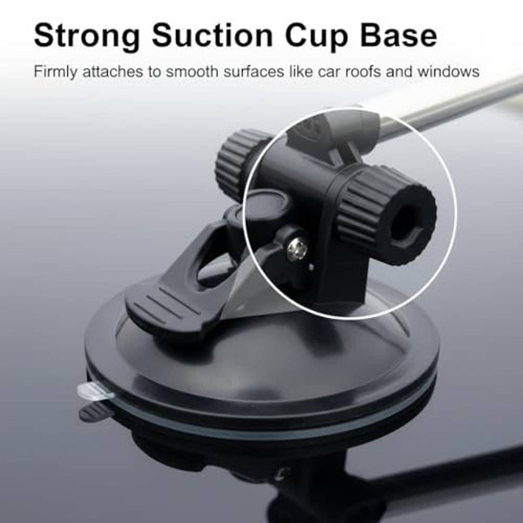 Strong suction cup base with clamp for securing a telescopic flagpole
