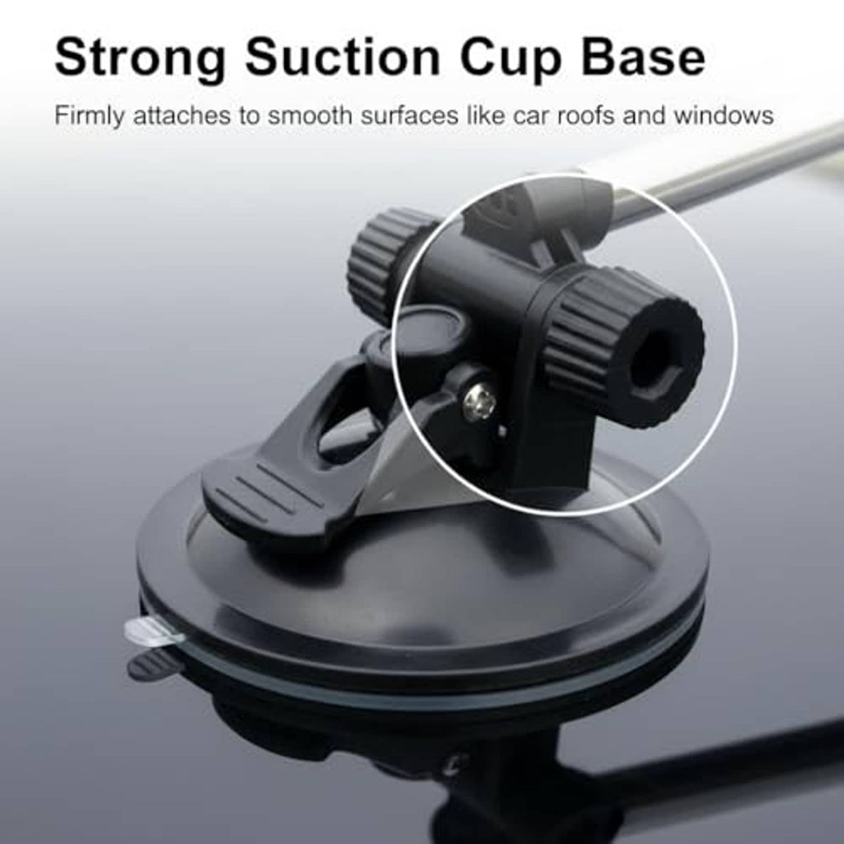 Strong suction cup base with clamp for securing a telescopic flagpole