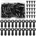 Black picture frame turn buckle fasteners set with screws and mounting washers.