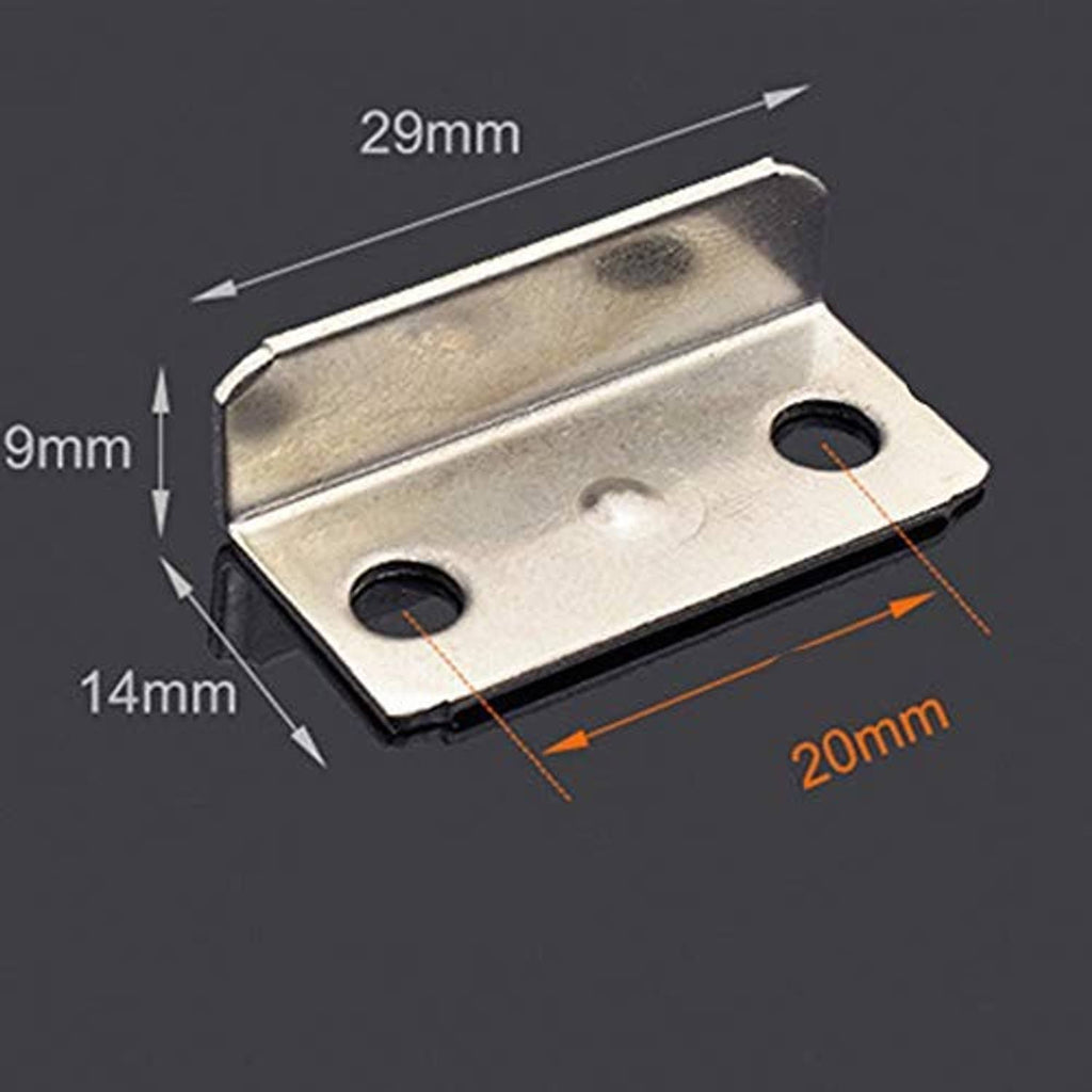 Stainless steel mounting bracket for black lock, shown with size indicators