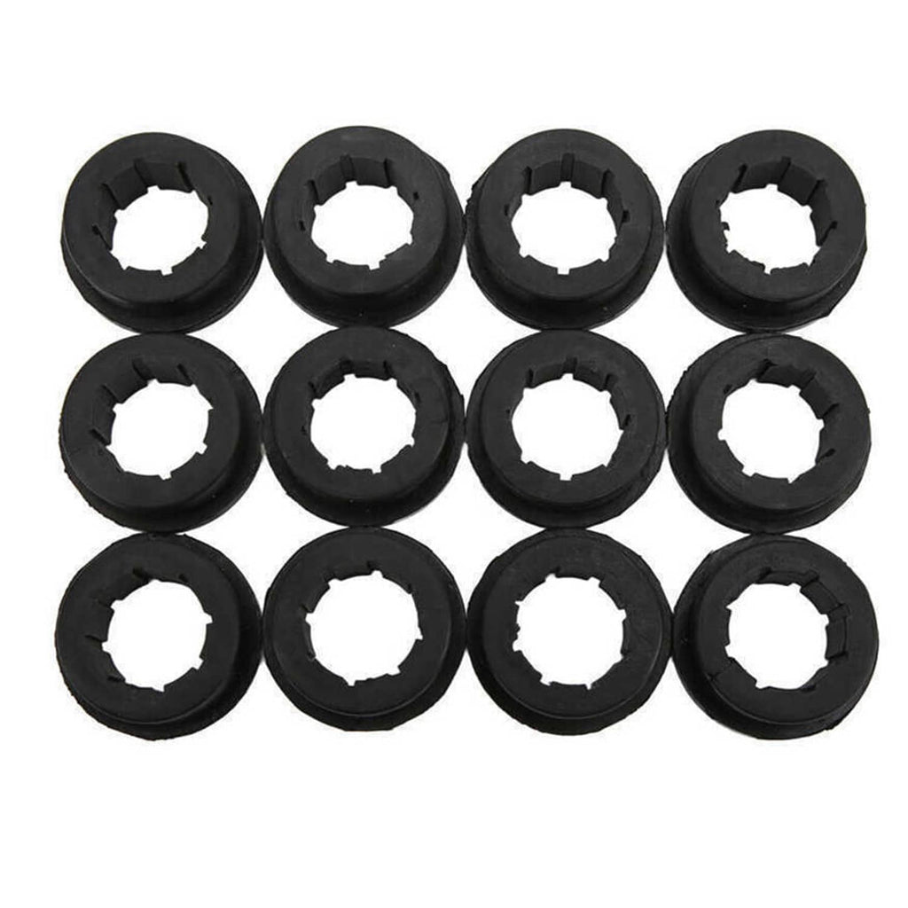 Lower control arm bushing kit, round black rubber bushings with inner splined holes