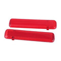 Pair of red rear door trim panel reflectors with rectangular lenses and mounting tabs