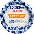 Dixie Ultra Deepdish extra deep paper plate, blue geometric rim pattern, white center