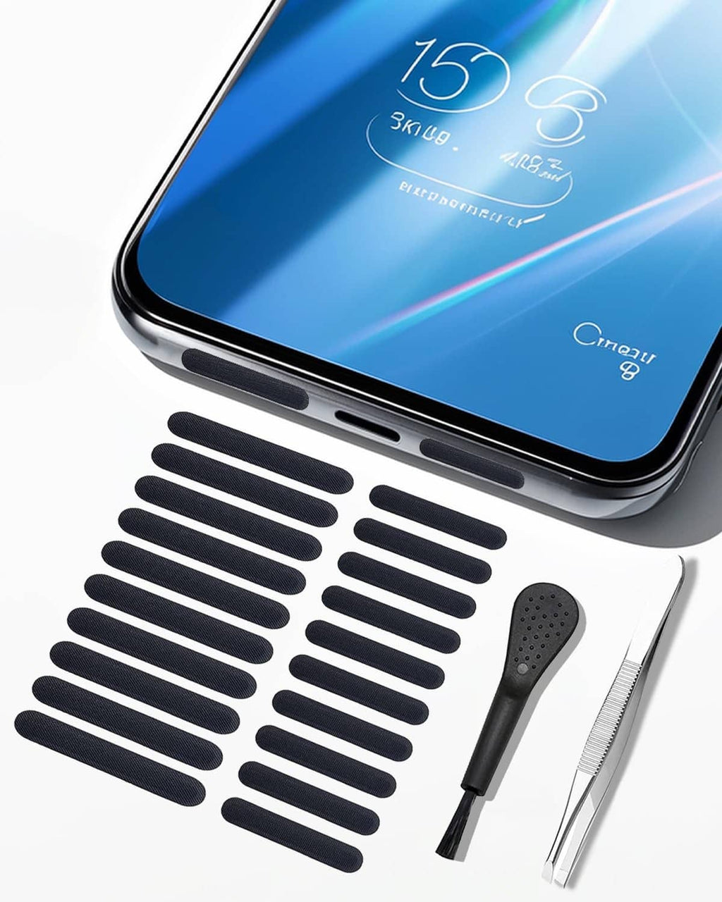 Speaker dustproof net sticker set on phone bottom speaker grille with applicator tools