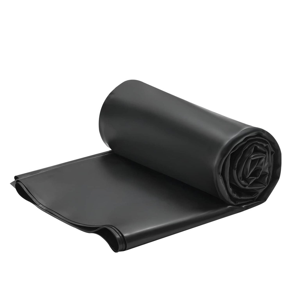 Black EPDM rubber membrane roll with unrolled flat end section
