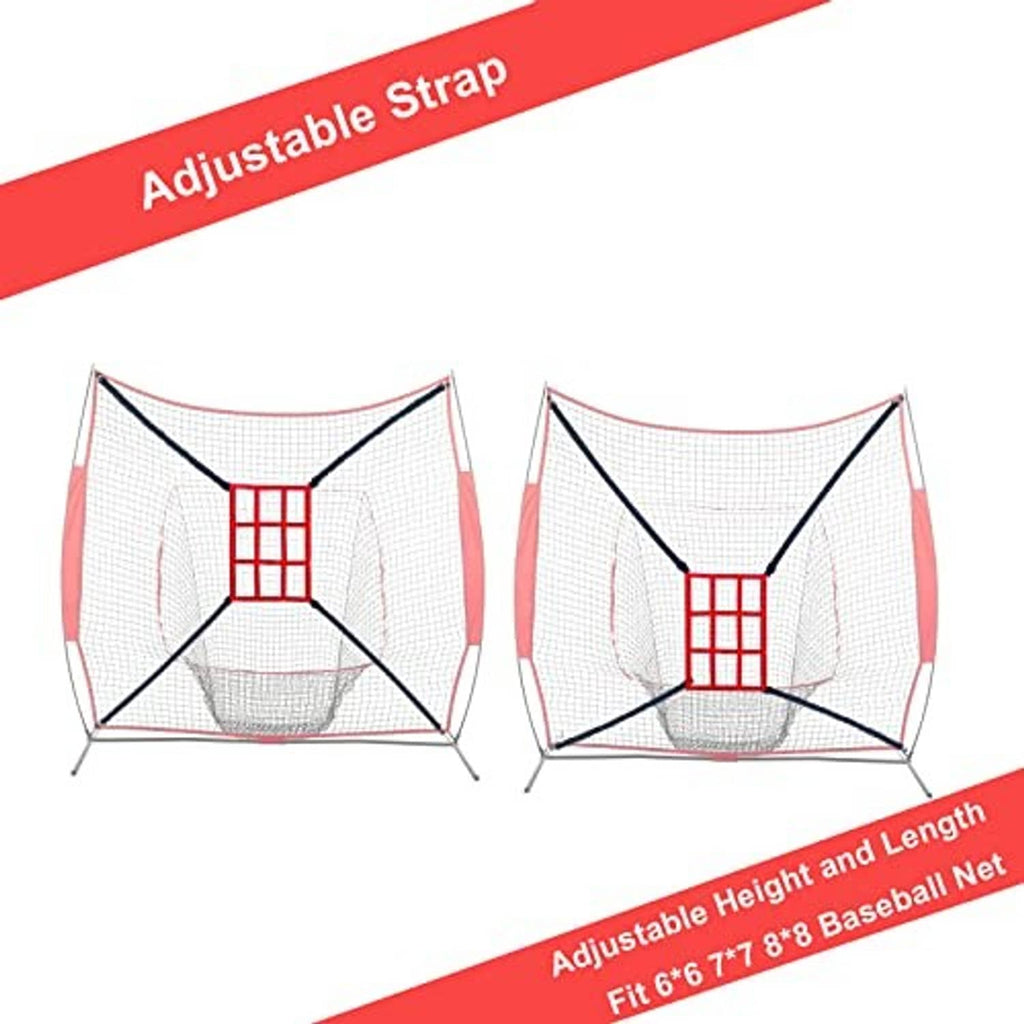 Strike zone target net with adjustable straps and red grid center