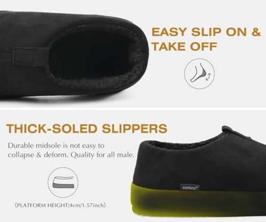 Black clog slippers with thick sole and easy slip-on open collar