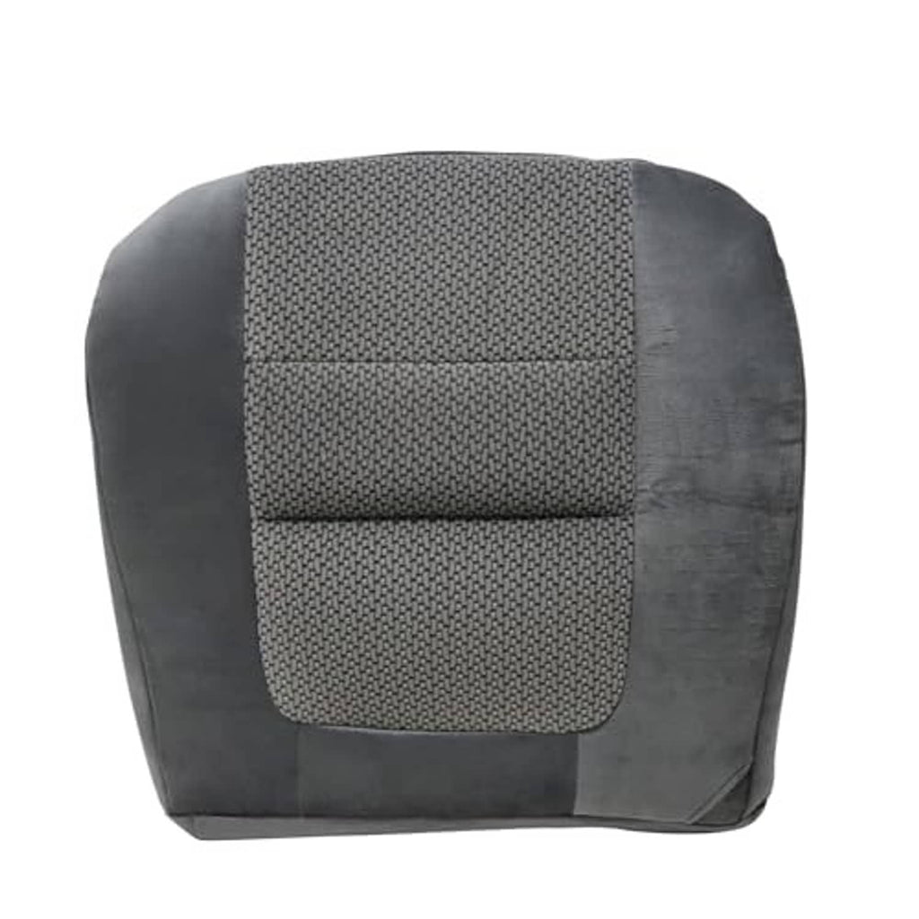 Gray cloth replacement seat cover with textured center panel and padded lower section.