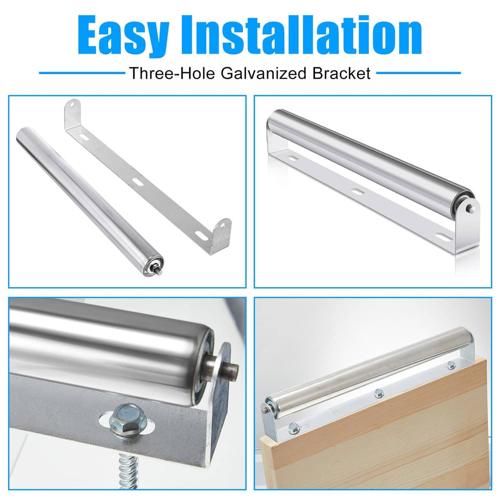 Galvanized steel roller bracket set with three-hole mounting plates and two rollers