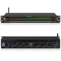 Rack-mount 31-band audio equalizer with front LED level meters and sliders