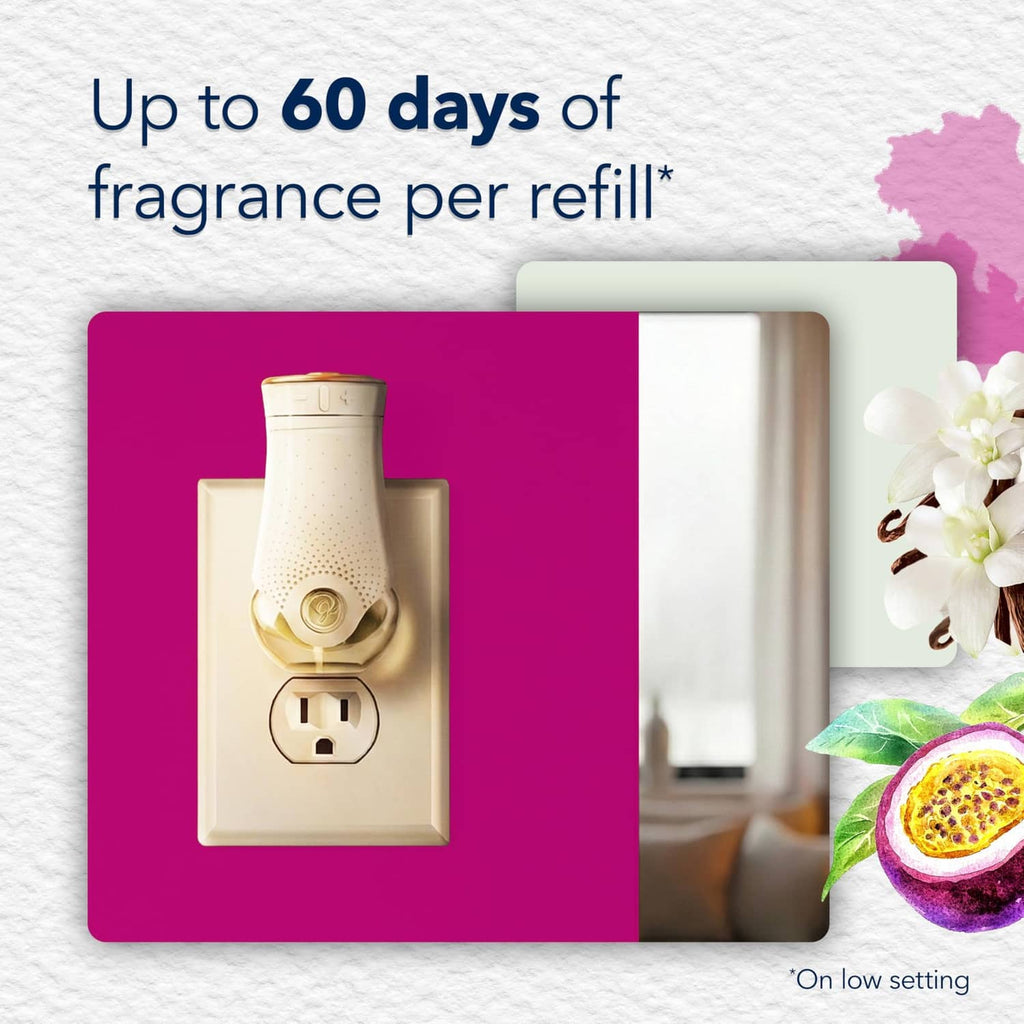 Vanilla air freshener plug-in refill with beige base and refill reservoir