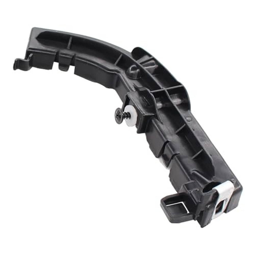 Front bumper support bracket with mounting hardware, black plastic curved profile