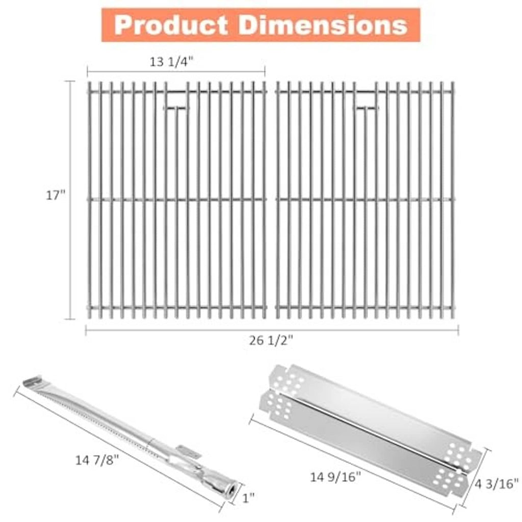 Nexgrill 4-burner grill grate dimensions diagram with labeled width and height