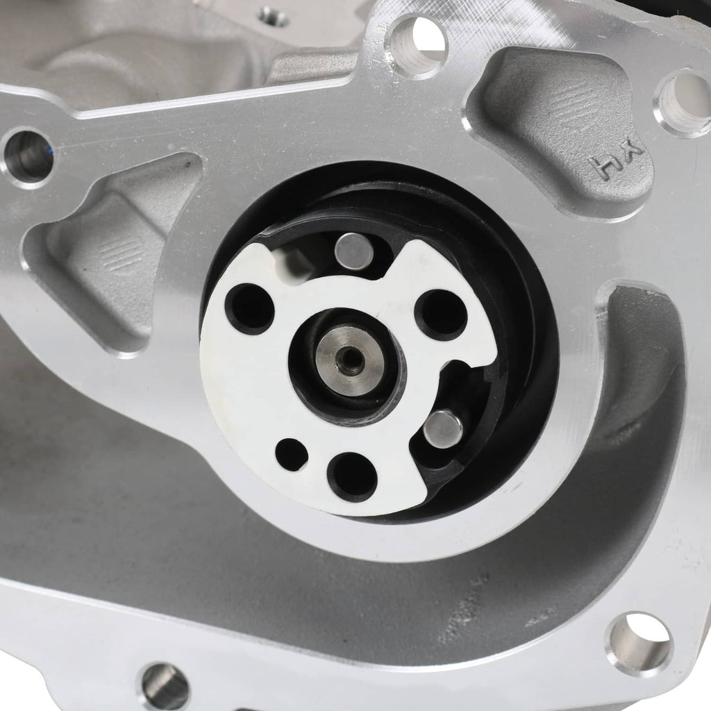 Supercharger snout rebuild kit—front pulley seal area with mounting holes on silver housing