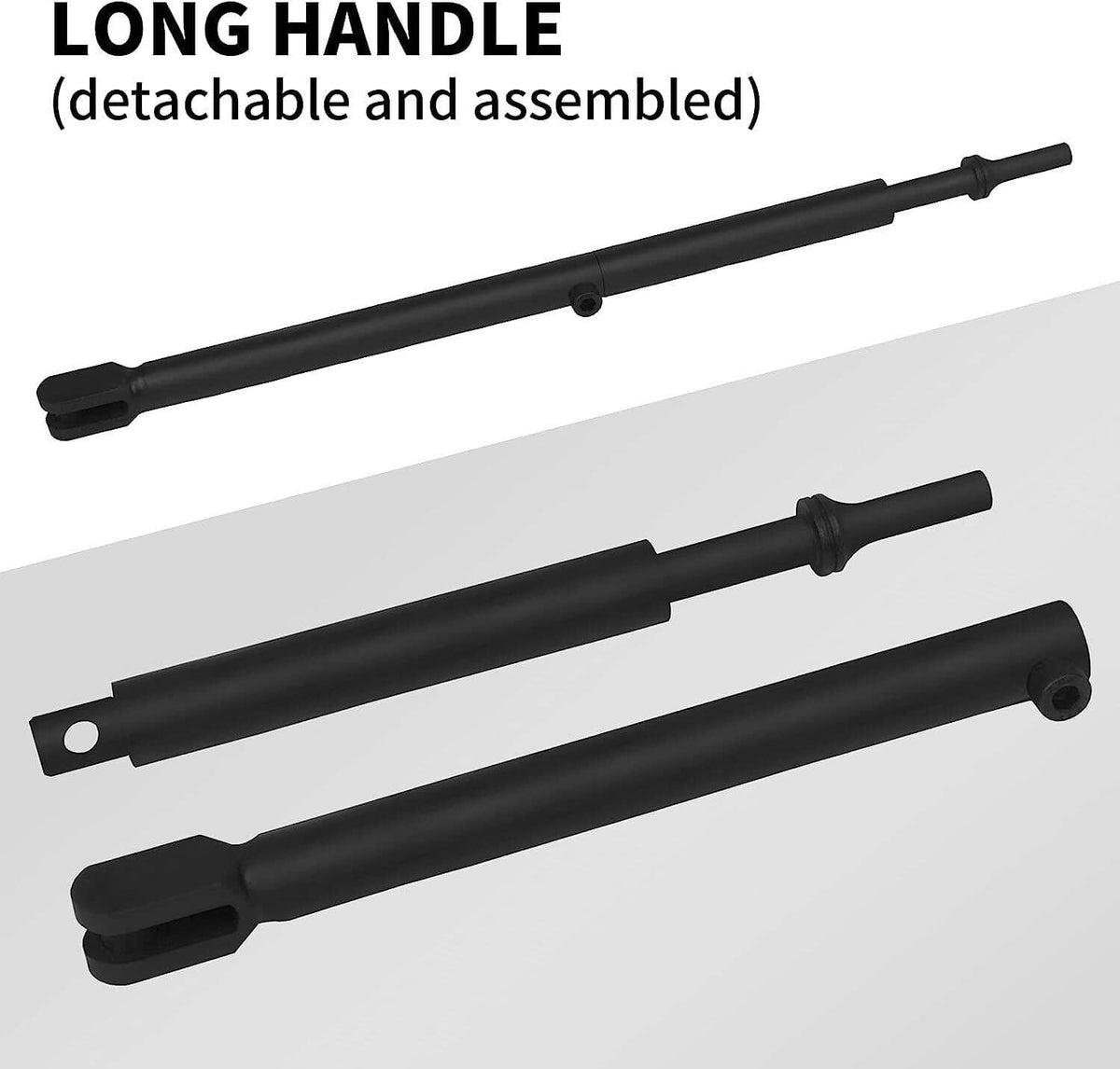 Long-handle fan clutch wrench tool with detachable shaft and black end caps
