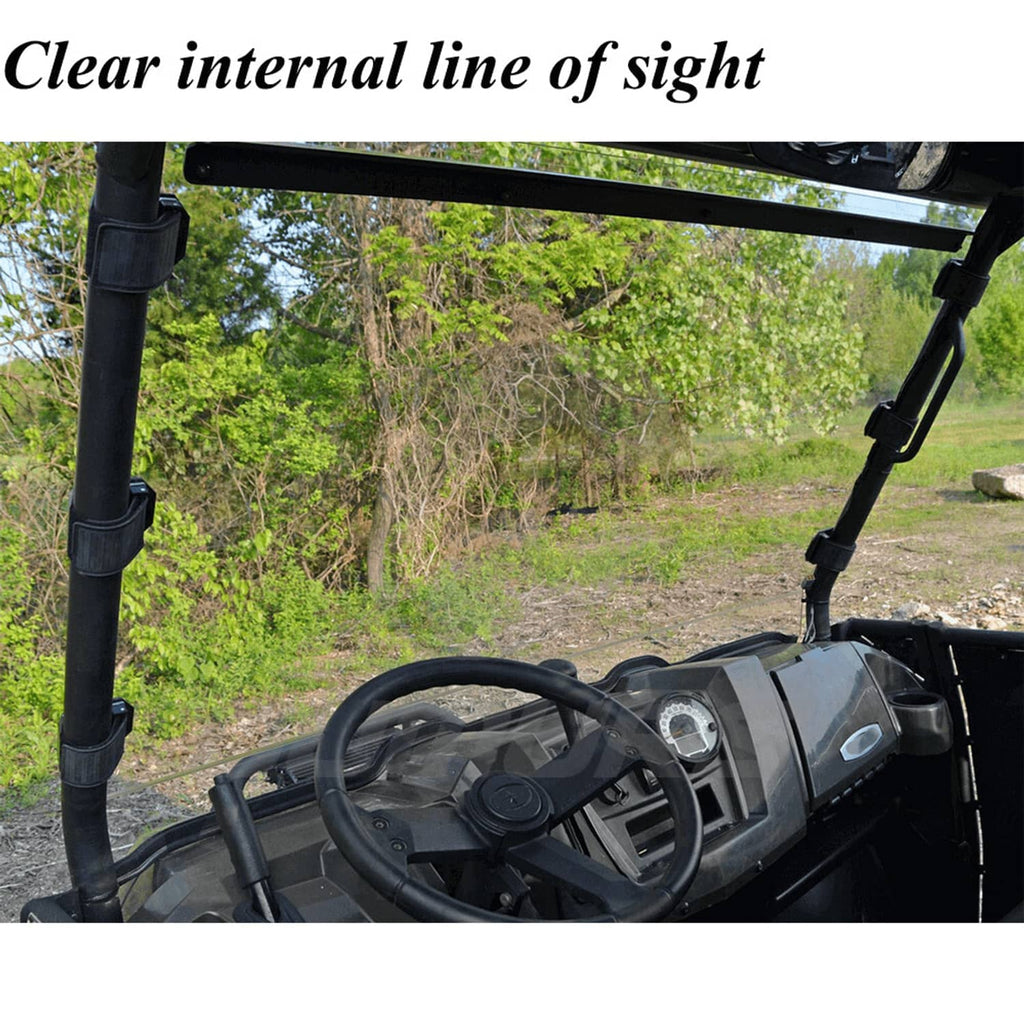 Clear windshield installed showing the steering wheel area and front view