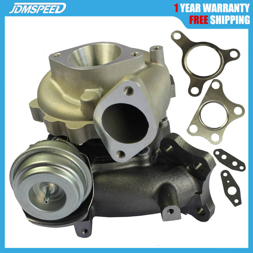 Turbocharger assembly with metal housing, inlet flange, and included gaskets