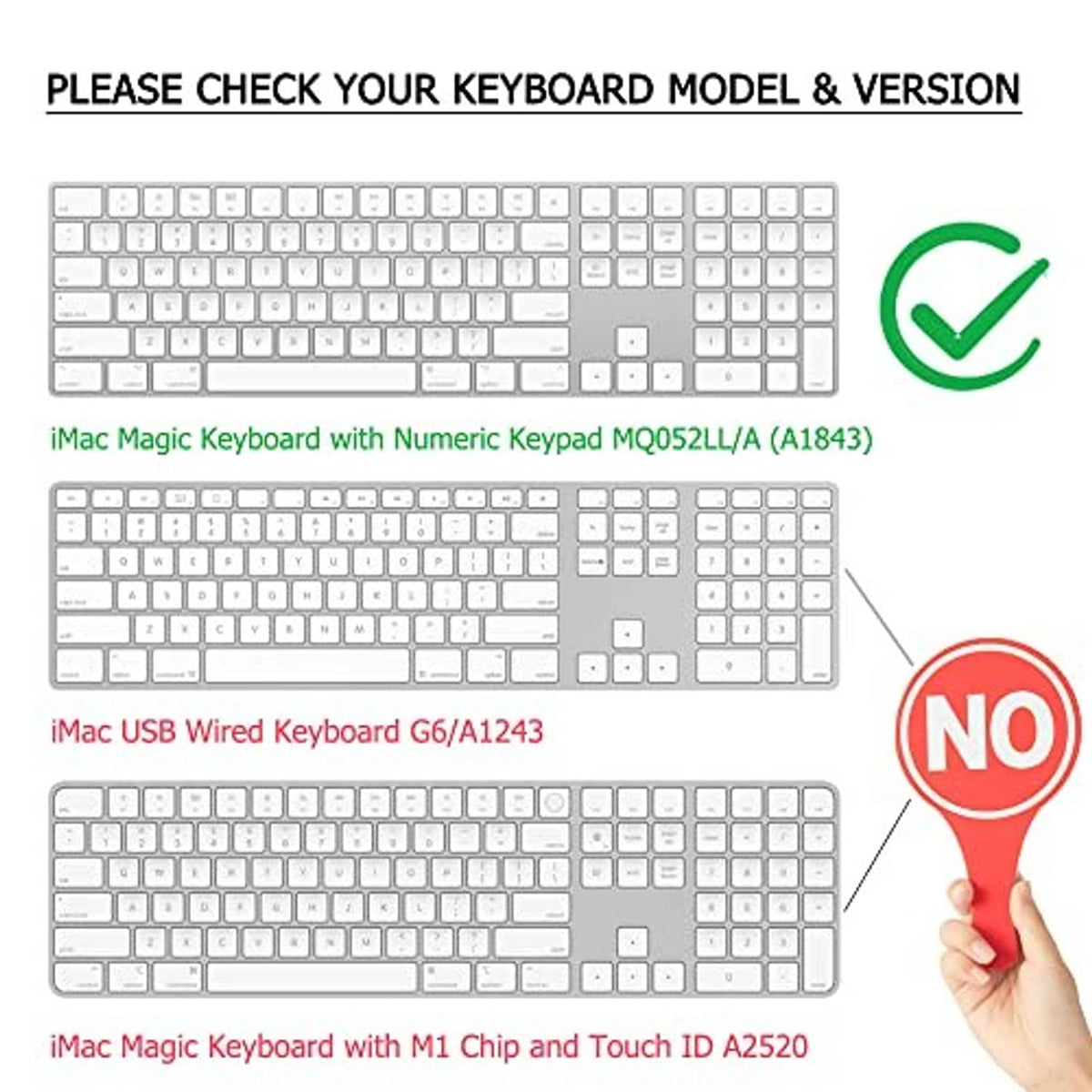 Keyboard model compatibility chart for selecting the correct silicone keyboard cover