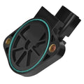Camshaft position sensor with black housing, teal seal ring, and gold mounting tabs