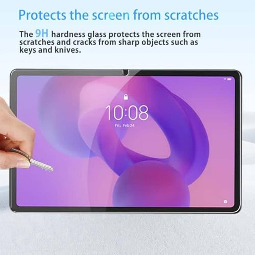 Tempered glass screen protector on 12.1-inch tablet screen with scratch protection